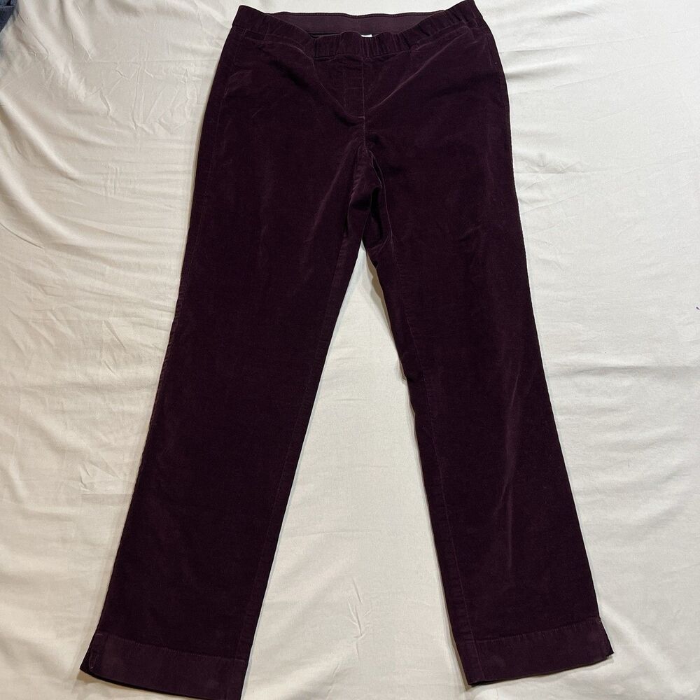 J. Jill Women's Size 6 Burgundy Corduroy Pants Pull On Elastic Waist Stretch